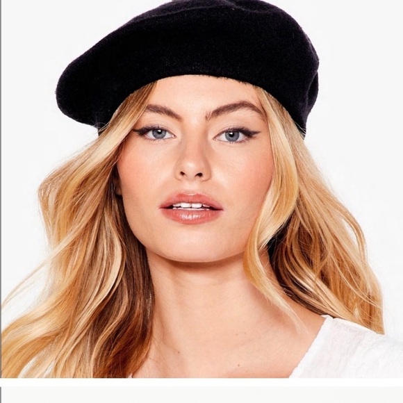 NWT HATSCUTE French Black Wool Beret Hat Black Embellishments One Size - Picture 11 of 12